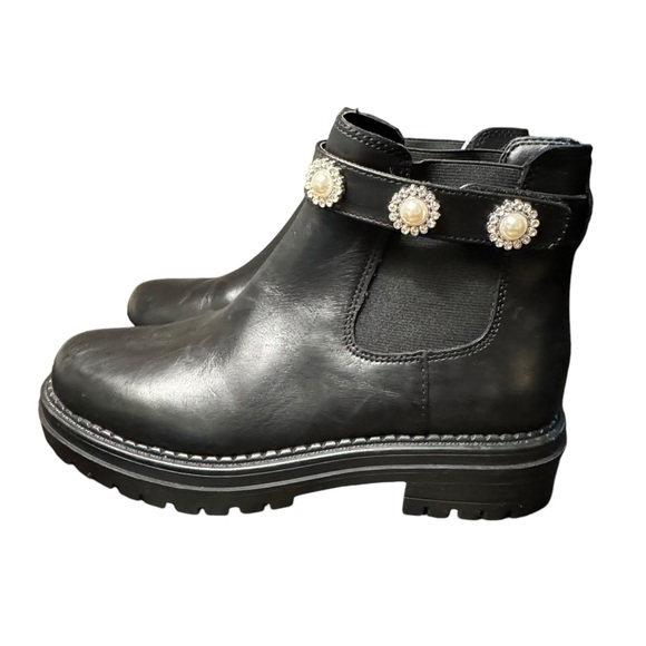Copper Key COSMO PEARL RHINESTONE Leather Chelsea Booties NWT - Picture 4 of 11